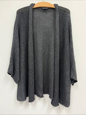 Eileen Fisher Woman 2X Dark Charcoal Open-Front Knit Cardigan